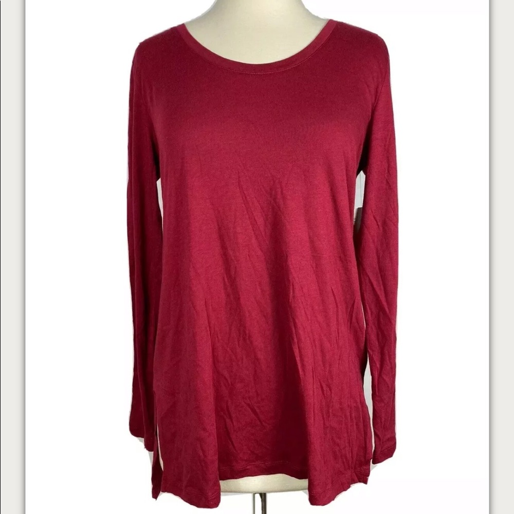 Abound Long Sleeve Red Burgundy Tee T-shirt Top XS